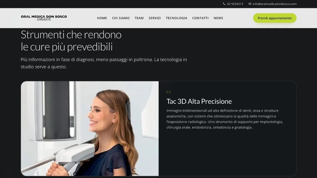 Schermata 3 del sito di Oral Medica Don Bosco