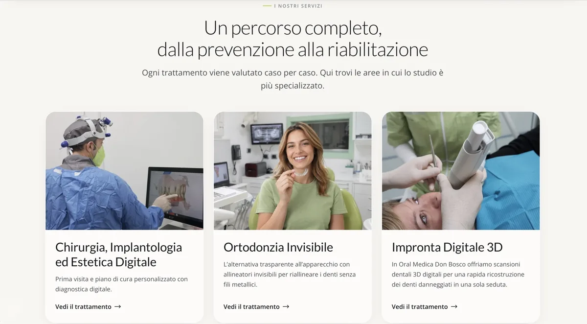 Schermata 5 del sito di Oral Medica Don Bosco