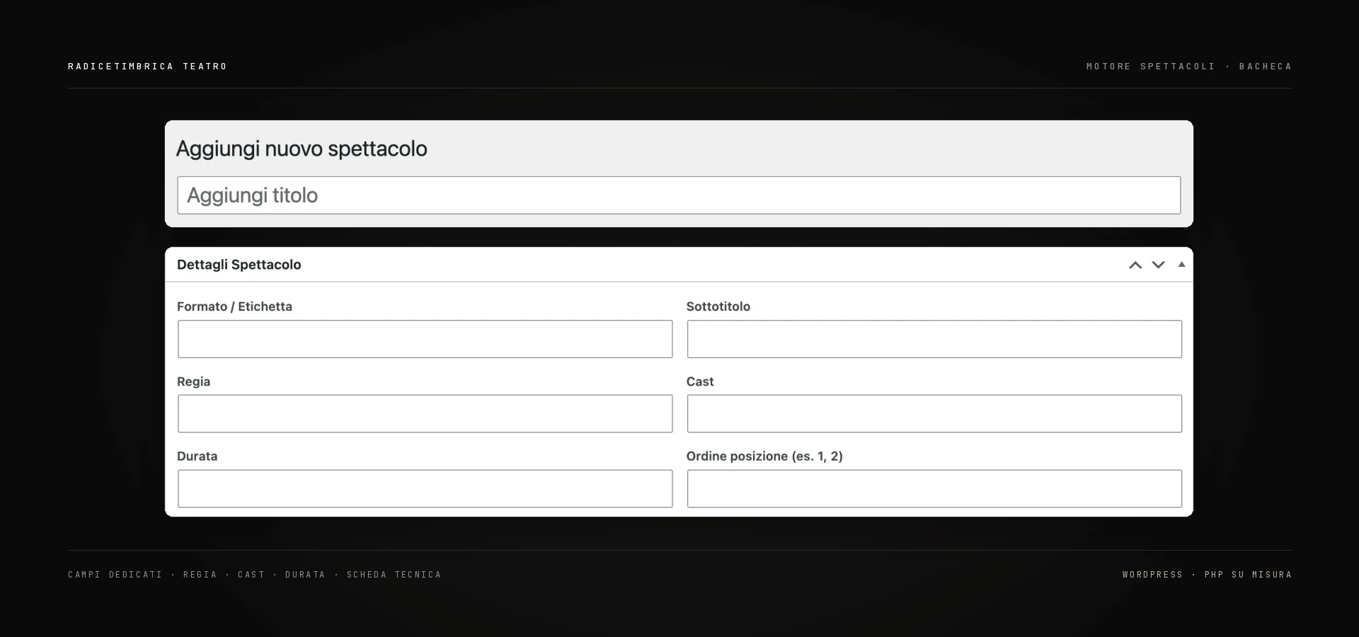 Schermata 1 del sito di RadiceTimbrica Teatro