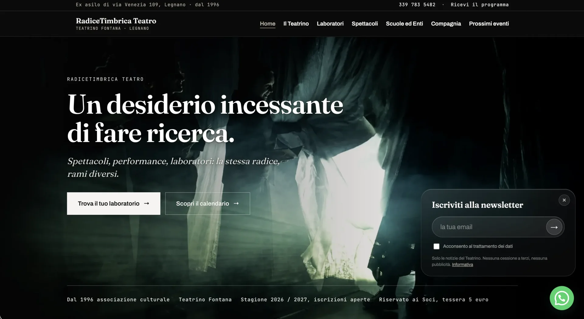 Il sito di RadiceTimbrica Teatro oggi