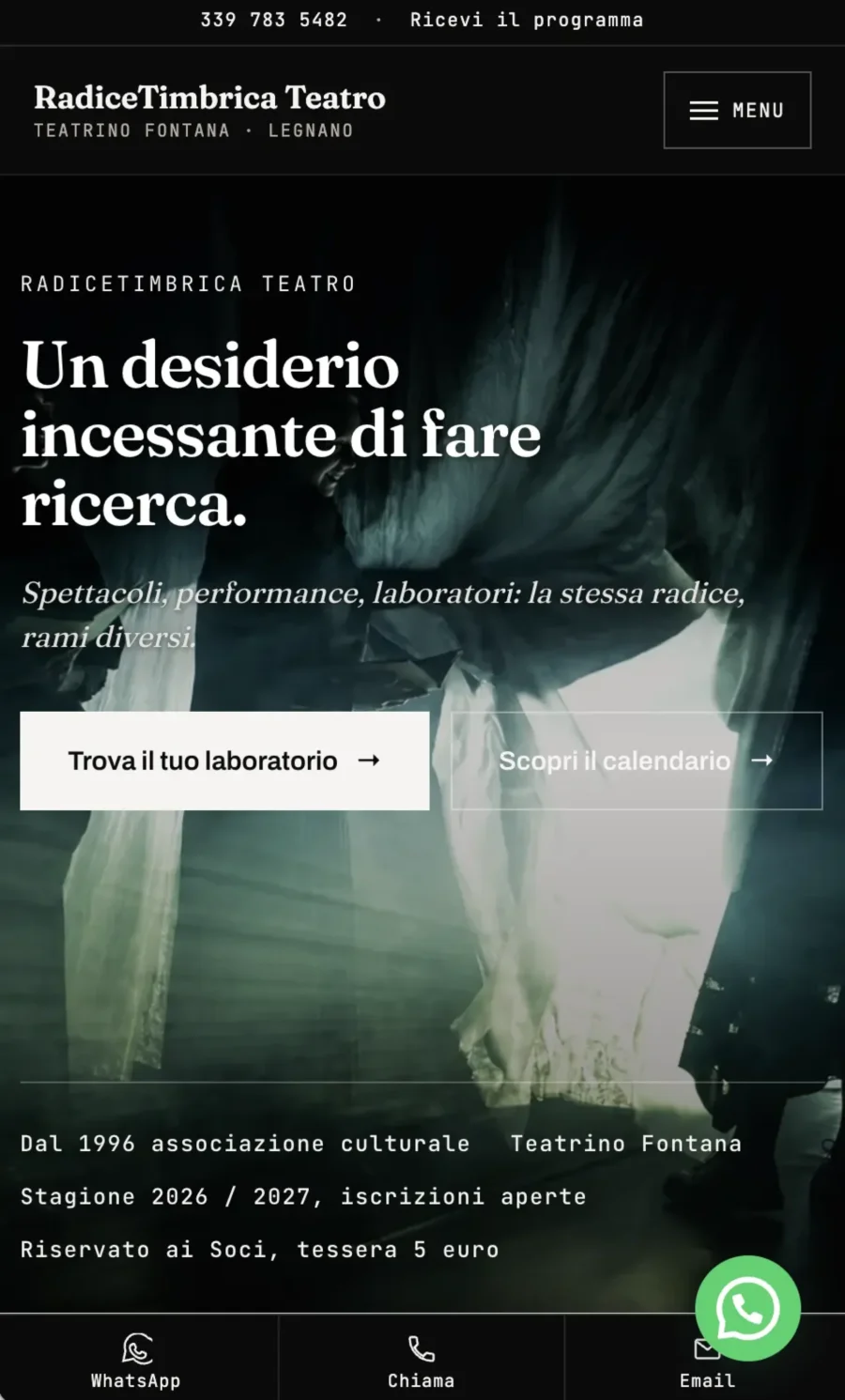 Schermata 6 del sito di RadiceTimbrica Teatro