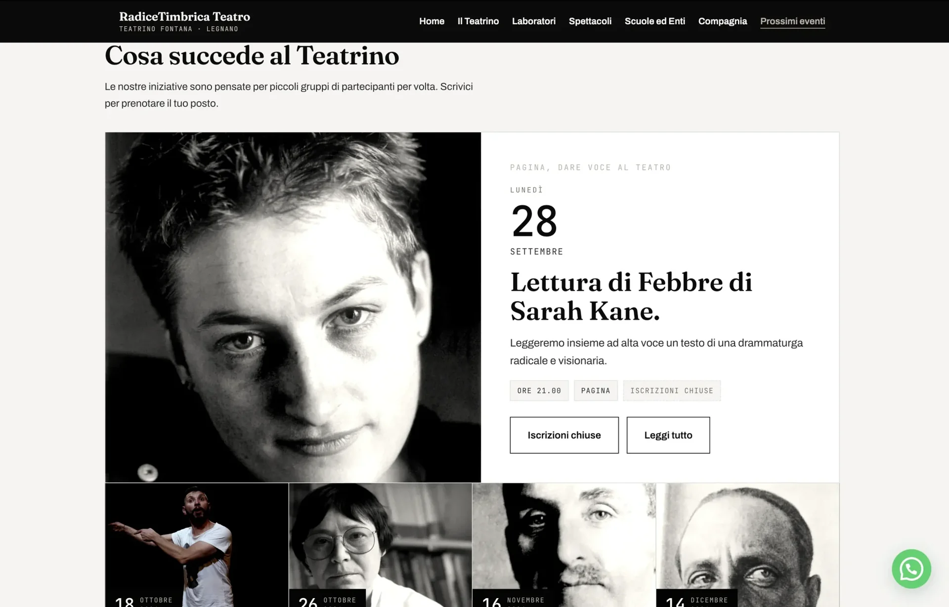 Schermata 5 del sito di RadiceTimbrica Teatro