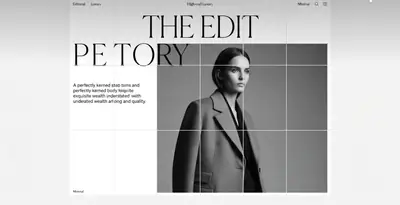 Esempio di stile Editorial Luxury per un sito web