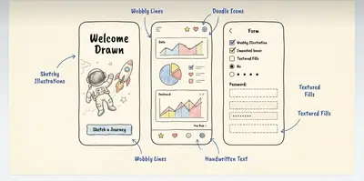 Esempio di stile Hand-Drawn UI per un sito web