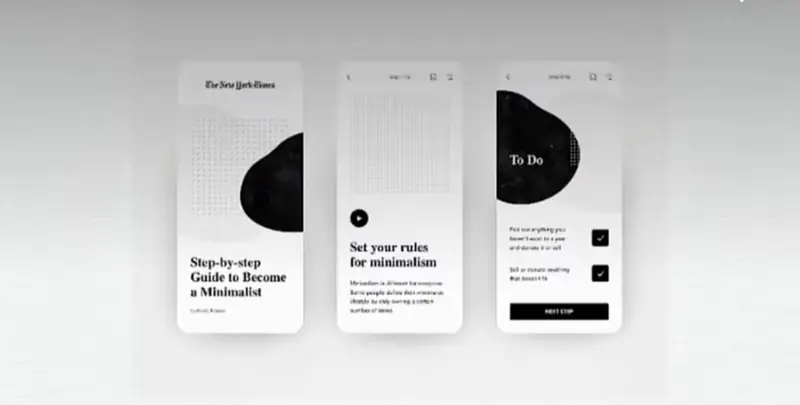 Esempio di interfaccia in stile minimalista per un sito web
