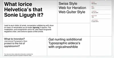 Esempio di stile Swiss Style per un sito web