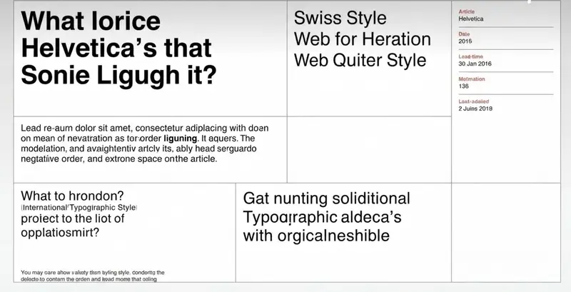 Esempio di layout Swiss Style con griglia e tipografia